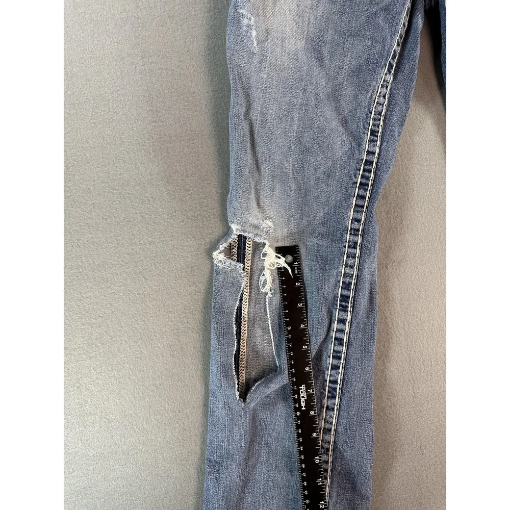 True Religion Bobby Super T Jeans Mens 32 Med Wash Relaxed Bootcut Distressed